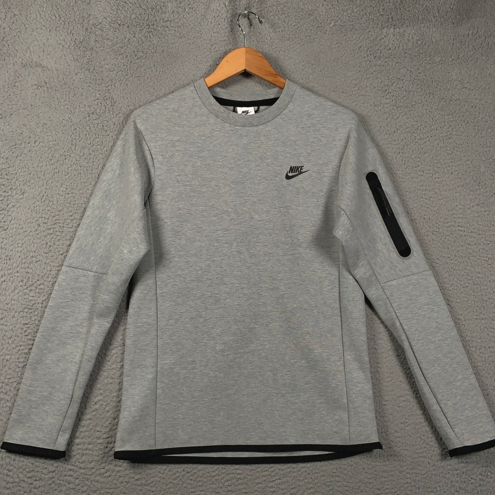 Nike Tech Fleece Crewneck Sweatshirt Men's Small Grey Long Sleeve Zip Sportswear